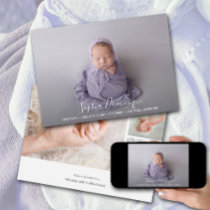 Elegant Script Photo Collage Birth Announcement