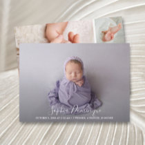 Elegant Script Photo Collage Birth Announcements