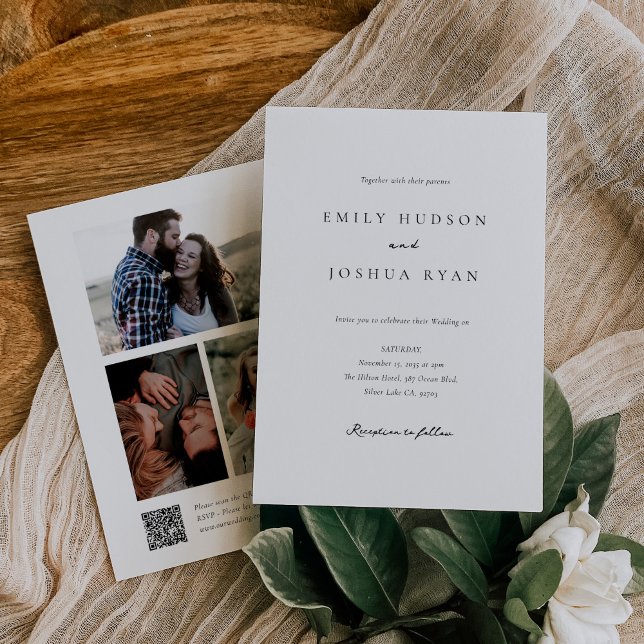 Elegant Script Photo Collage Wedding Invitation (Creator Uploaded)