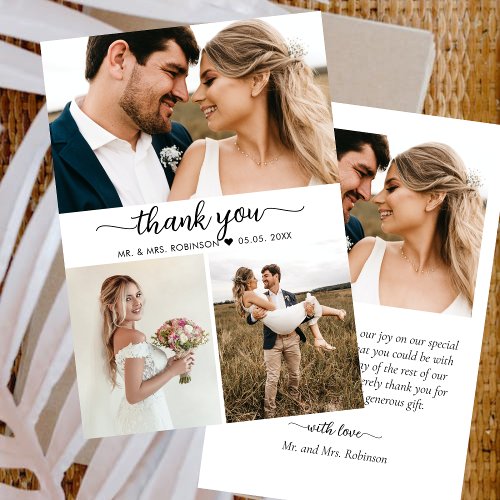 Elegant Script Photo Collage Wedding Thank You
