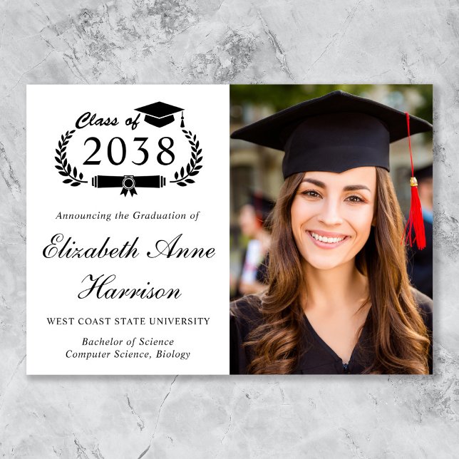 Elegant Script Photo College Graduation Announcement (Elegant Script Photo College Graduation Announcement)