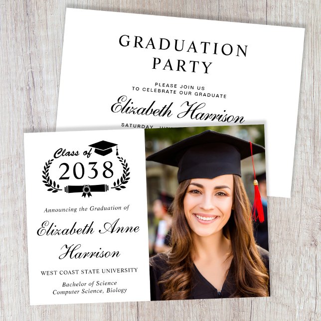 Elegant Script Photo College Graduation Party Invitation (Elegant Script Photo College Graduation Party Invitation)