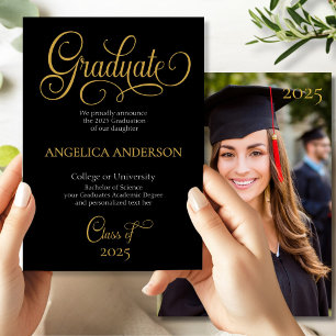 Elegant Script Photo College University Graduation Announcement