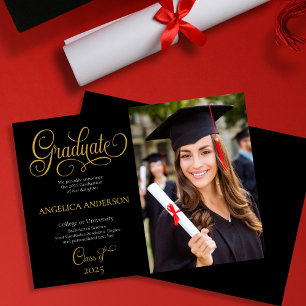 Elegant Script Photo College University Graduation Announcement