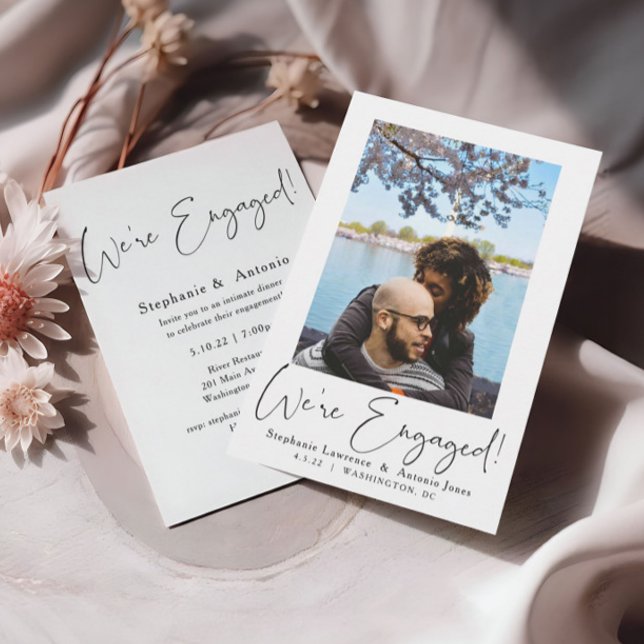 Elegant Script Photo Engagement Party Invitation (Creator Uploaded)