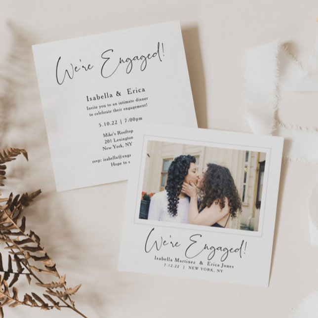 Elegant Script Photo Engagement Party Invitation (Creator Uploaded)