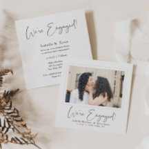 Elegant Script Photo Engagement Party Invitation