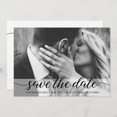 Elegant Script Photo Engagement Save The Date 