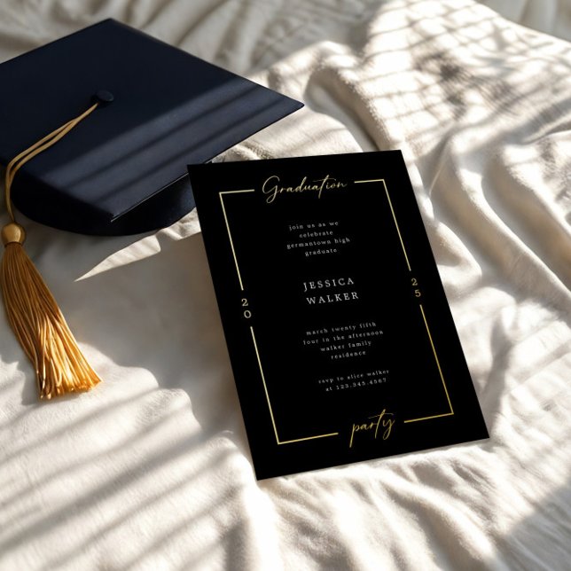Elegant Script Photo Foil Graduation Party Invitation (Creator Uploaded)