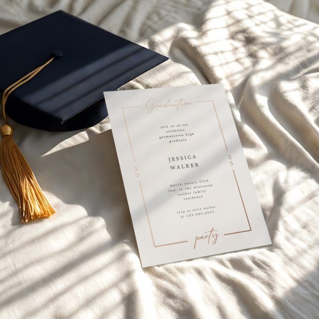 Elegant Script Photo Foil Graduation Party Invitation (Creator Uploaded)