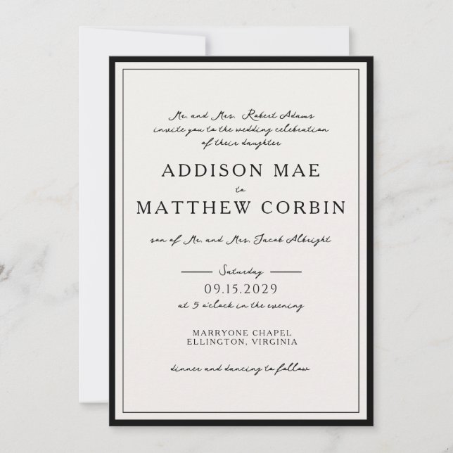 Elegant Script Photo Frame Wedding Invitation (Front)