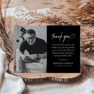 Elegant Script Photo Funeral Thank You Card