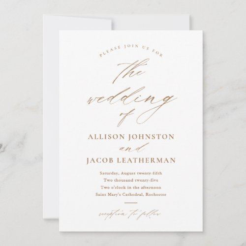 Elegant Script Photo Gold Wedding Invitation