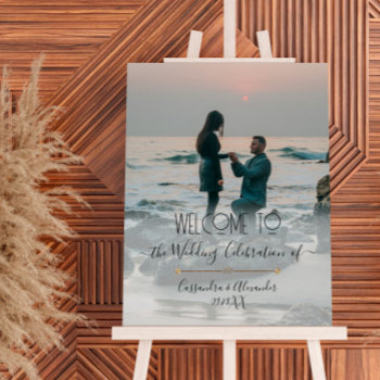 Elegant Script Photo Gold Welcome To Our Wedding Poster by PatternsModerne at Zazzle