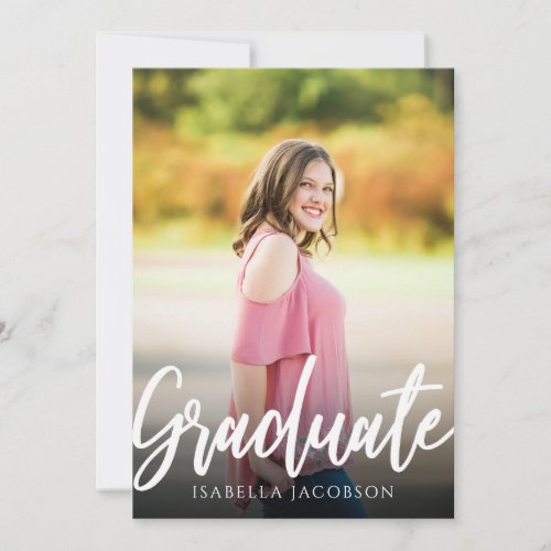Elegant Script Photo Graduation Announcement