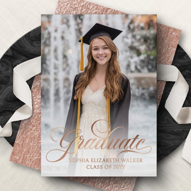Elegant Script Photo Graduation Announcement (Creator Uploaded)