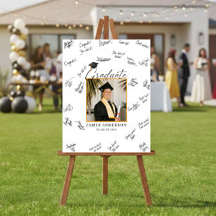 Elegant Script Photo Graduation Guest Signature Foam Board