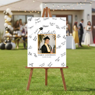 Elegant Script Photo Graduation Guest Signature Foam Board