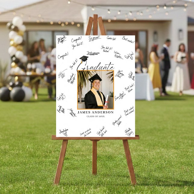 Elegant Script Photo Graduation Guest Signature Foam Board (Creator Uploaded)