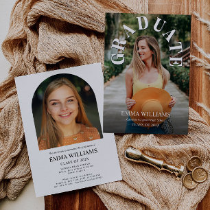 Elegant Script Photo Graduation Invitation