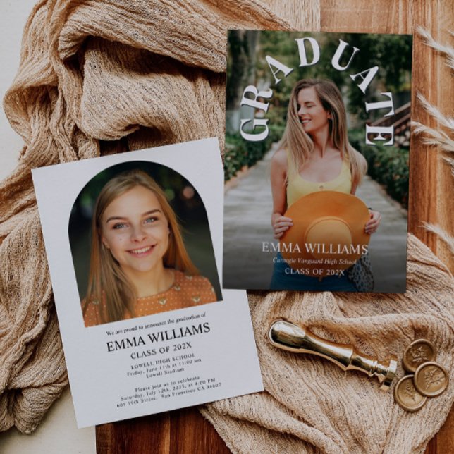 Elegant Script Photo Graduation Invitation (Creator Uploaded)