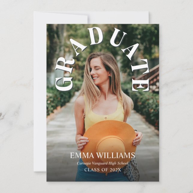 Elegant Script Photo Graduation Invitation (Front)