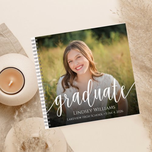 Elegant Script Photo Graduation Keepsake Guest