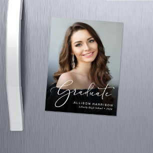 Elegant Script Photo Graduation Magnetic Card