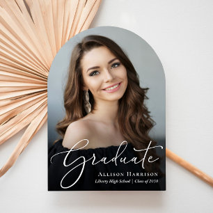 Elegant Script Photo Graduation Party Arch Invitation