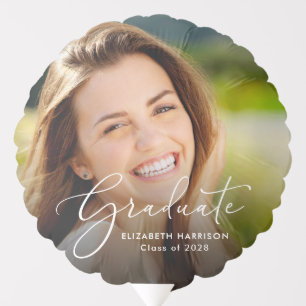 Elegant Script Photo Graduation Party Balloon