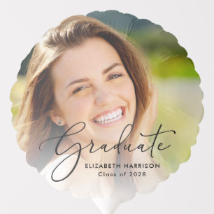 Elegant Script Photo Graduation Party Balloon