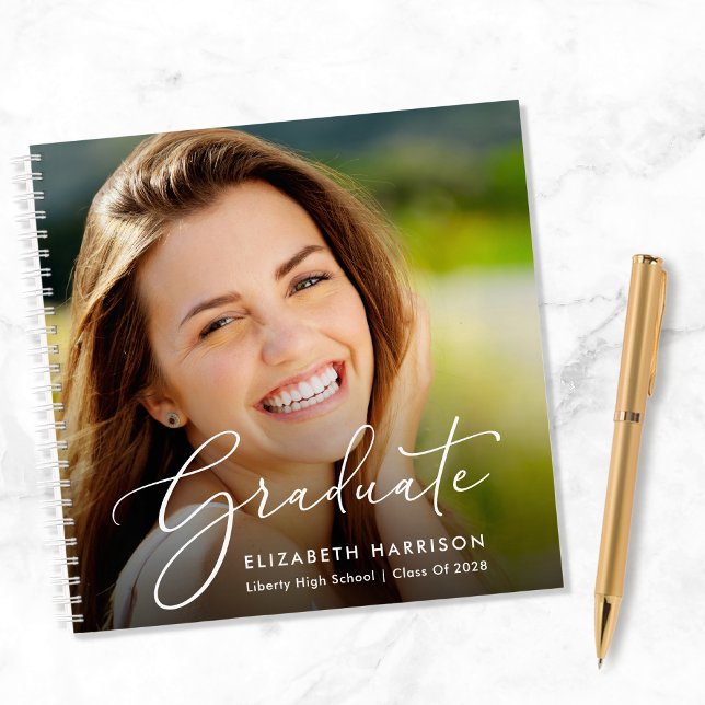 Elegant Script Photo Graduation Party Guest Book (Creator Uploaded)