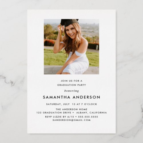 Elegant Script  Photo Graduation Party  I Foil Invitation