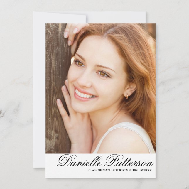 Elegant Script Photo Graduation Party Invitation (Front)