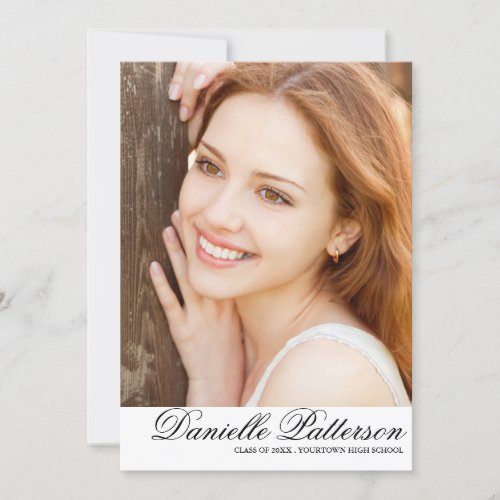 Elegant Script Photo Graduation Party 5x7 Paper Invitation Card