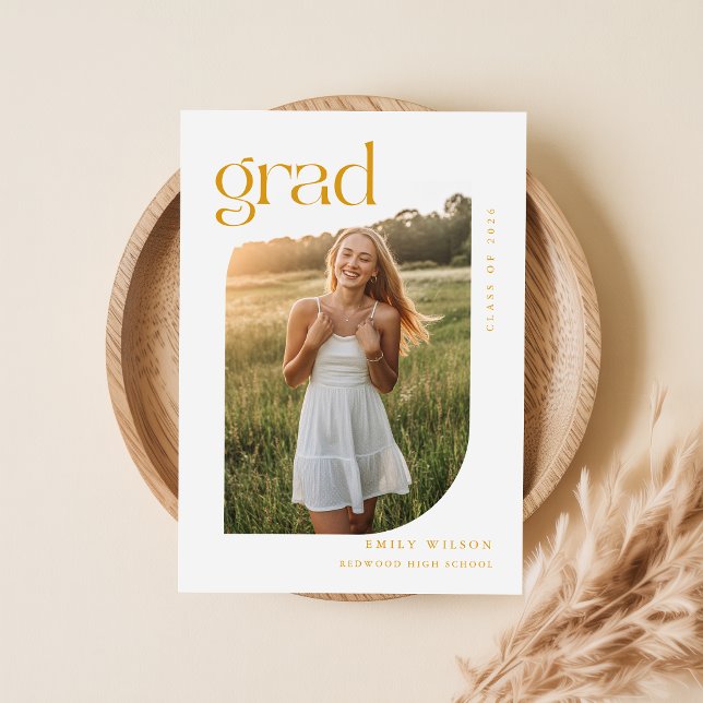 Elegant Script Photo Graduation Party Invitation Postcard (Creator Uploaded)