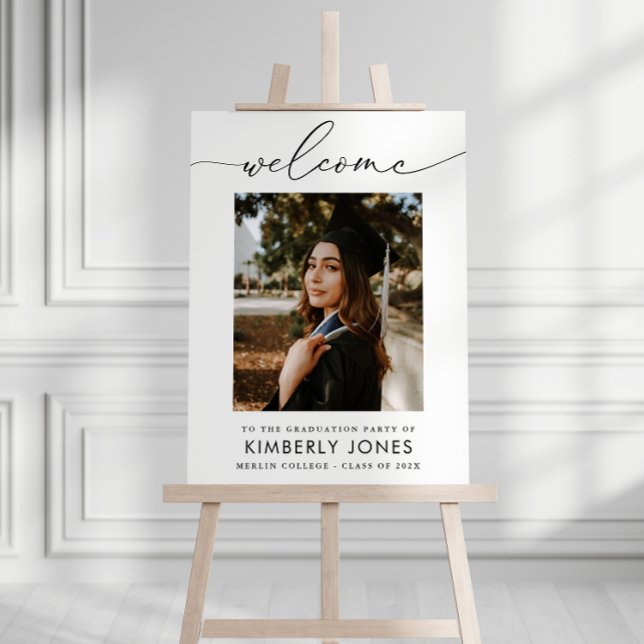 elegant script photo graduation party welcome sign (Creator Uploaded)