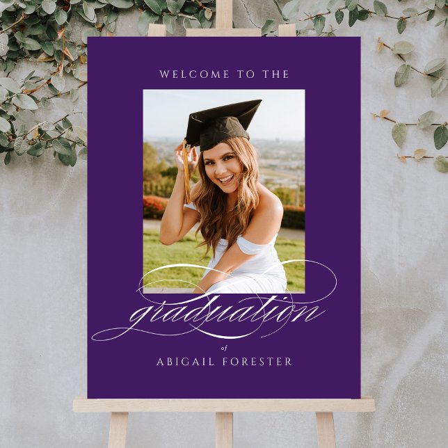 Elegant Script Photo Graduation Party Welcome Sign (Creator Uploaded)
