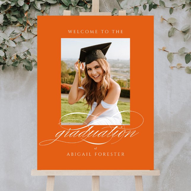 Elegant Script Photo Graduation Party Welcome Sign (Creator Uploaded)
