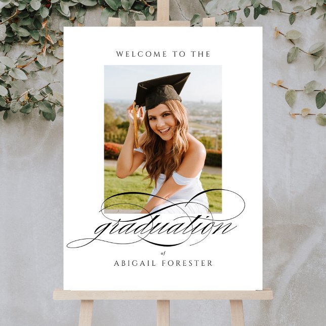 Elegant Script Photo Graduation Party Welcome Sign (Creator Uploaded)