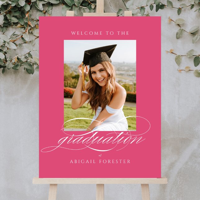 Elegant Script Photo Graduation Party Welcome Sign (Creator Uploaded)