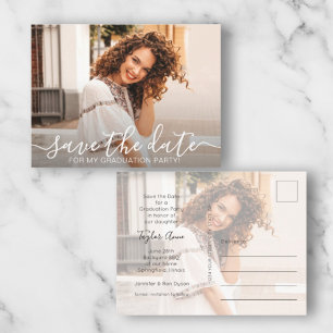 Elegant Script Photo Graduation Save the Date Postcard