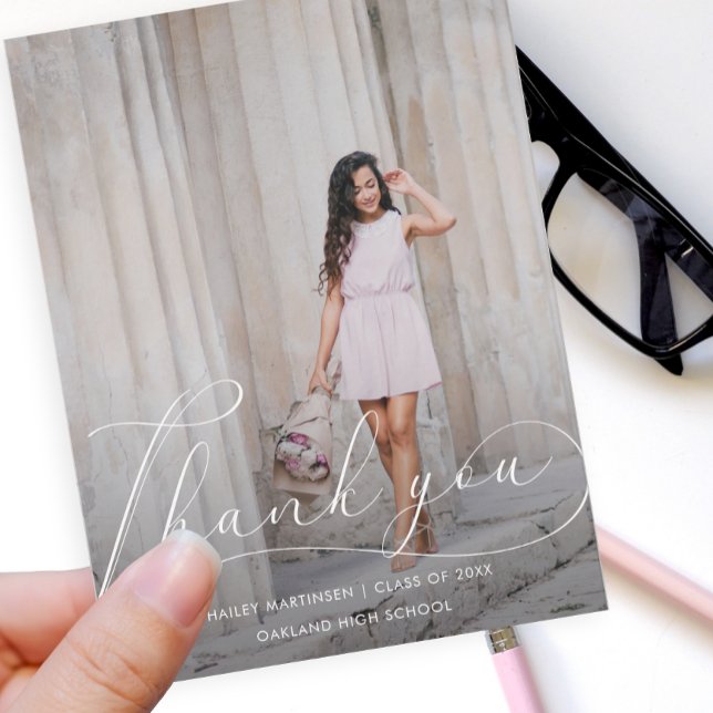 Elegant Script Photo Graduation Thank you Postcard (Creator Uploaded)