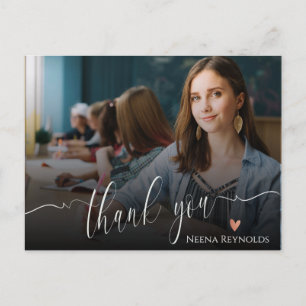 Elegant Script Photo Graduation Thank You Postcard