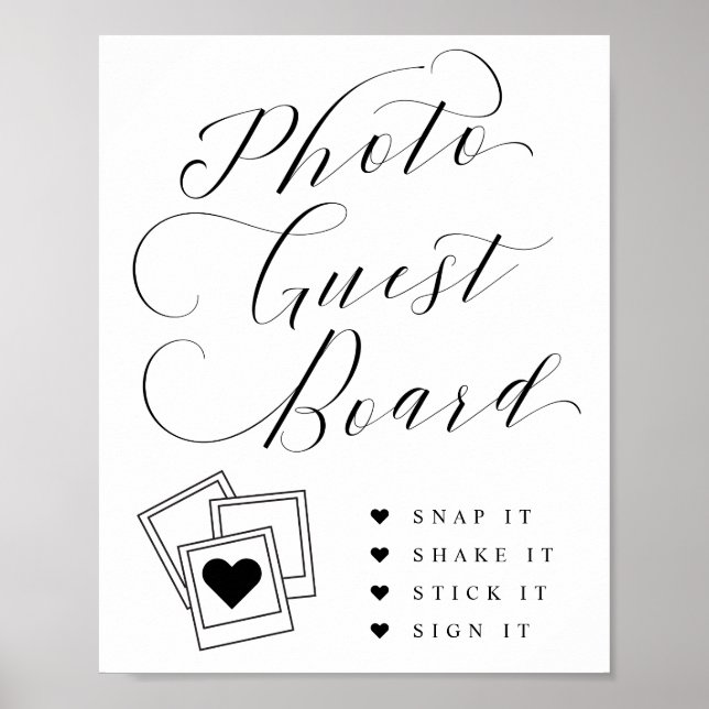 Elegant Script Photo Guest Board Wedding Sign (Front)