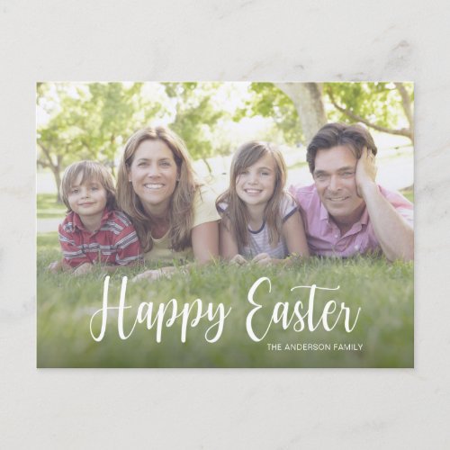 Elegant Script Photo Happy Easter Postcard