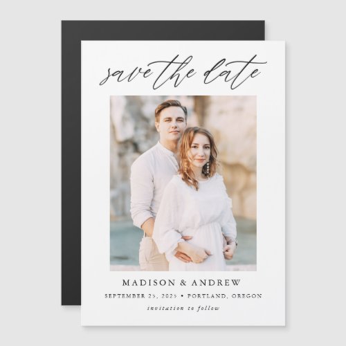 Elegant Script Photo Magnetic Invitation