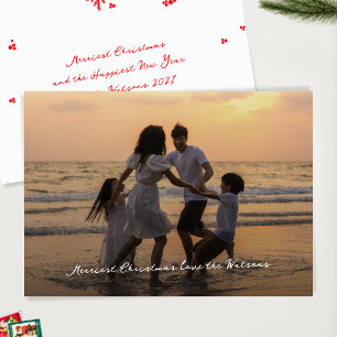 Elegant Script Photo Merriest Christmas Holiday Card