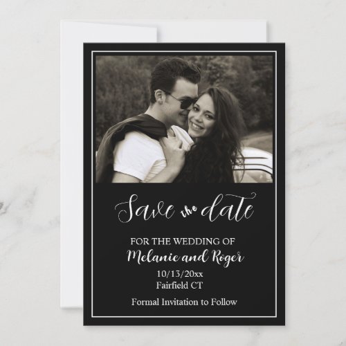 Elegant Script Photo Minimalist Save the Date  Inv Invitation