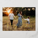 Elegant Script Photo Modern Christmas Foil Holiday Card<br><div class="desc">Modern photo Christmas card featuring a simple and minimal design with the greeting "Merry Christmas" in an elegant script along with your family name.  All text on the front is in real foil.  The back has a photo collage consisting of six square pictures.</div>
